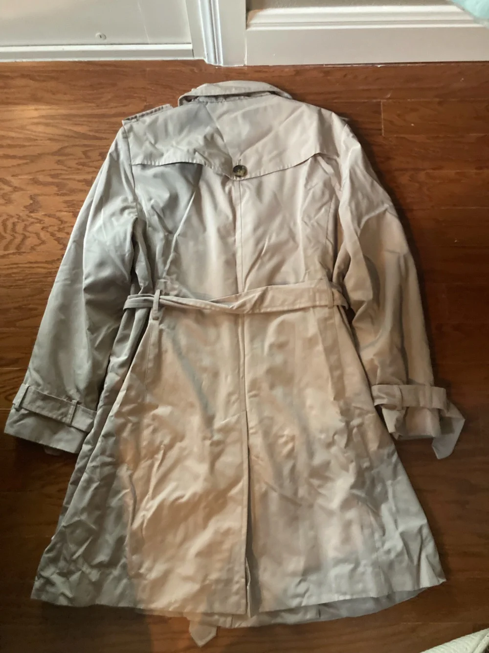 London Fog Women's Light Beige Double-Breasted Trench Coat with Belt - Picture 2 of 3